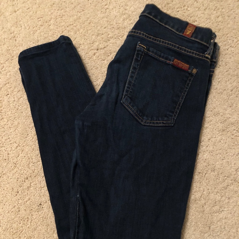 7 For All Man Kind dark wash skinny jeans